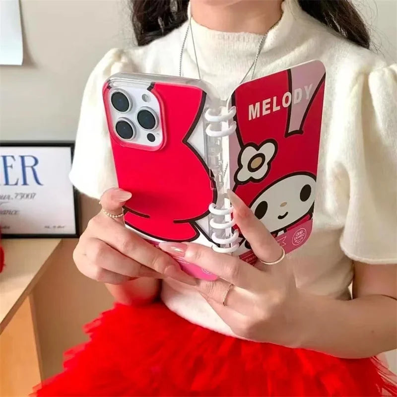 Sanrio 3D Cartoon Flip Notebook Kitty Kuromi Phone Holder Case for Samsung Galaxy S26 S25 S24 S23 S22 Ultra S21 S20 FE Cover