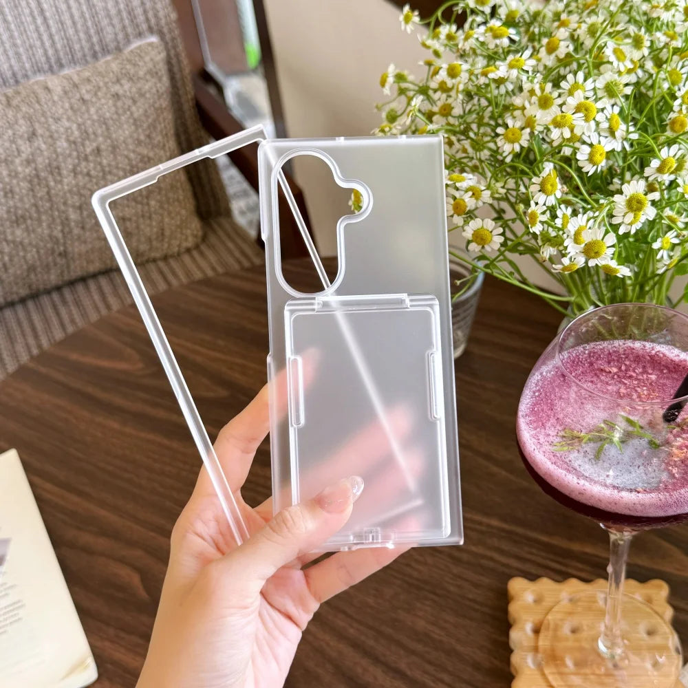 Wallet Holder Transparent Phone Case For Samsung Galaxy Z Fold 8 Ultra Z Fold 8 7 6 5 Frosted Clear Card Slot Hard Cover Z Fold8