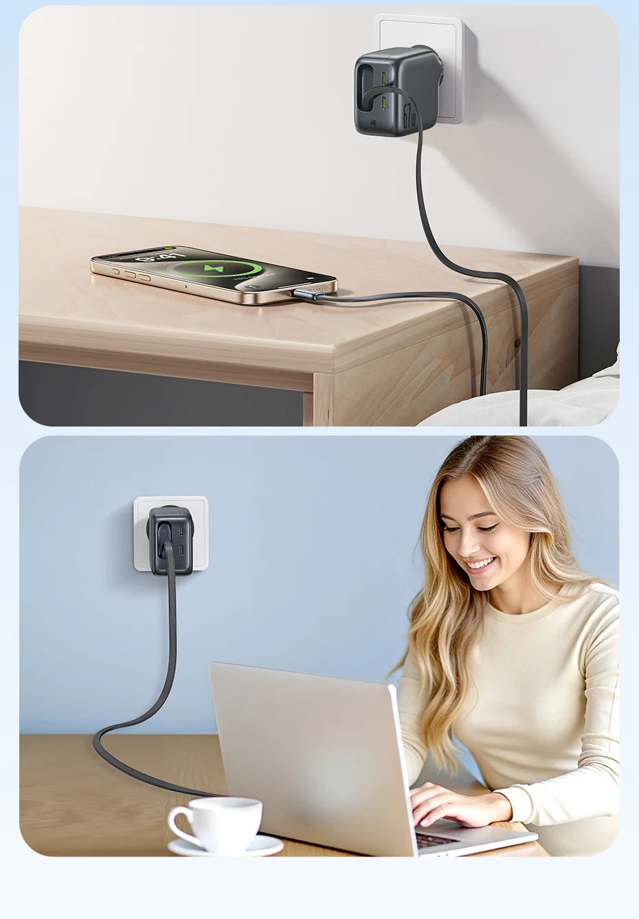 Baseus 67W 100W Fast Charger GaN Charger USB C Retractable Cable Phone Charger For iPhone Samsung Laptop Charger PD QC Charger