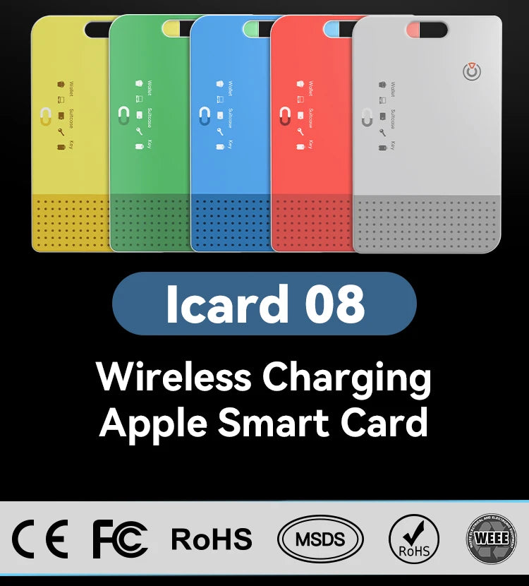 RSH Thin Wallet Card Tracker Wireless Charging Smart Tag Bluetooth Air Tag for Apple Find My APP IOS Keys Suitcase Bag Locator