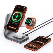 Wireless Charger Stand Metal Shell Magnetic 15W Fast Charging Station Stand for iPhone 12-17 Mobile Phones  Airpods Watch 4 in 1