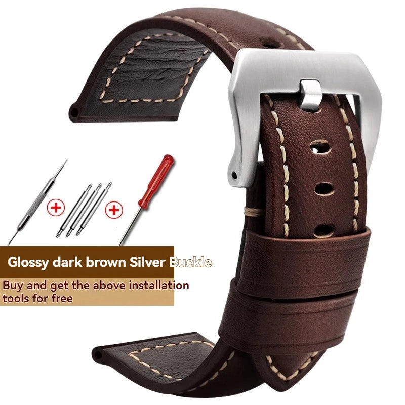 For Panerai Fossil SEIKO TISSOT Watchband Genuine Leather Bracelet male Frosted cowhide Strap Watch band 22 24mm 26m Accessories