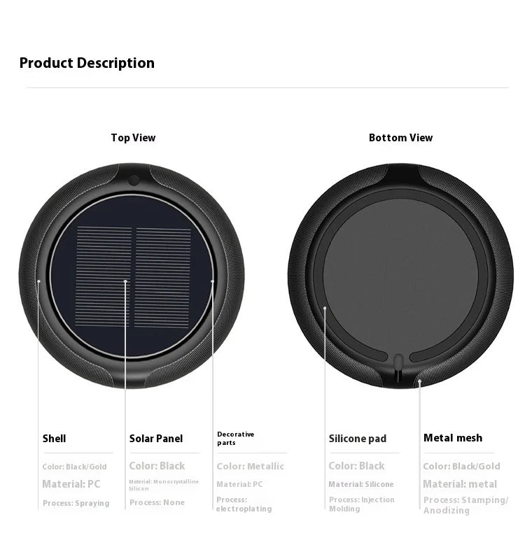 Car Air Purifier Solar Powered Aroma Diffuser Air Freshener for Vehicle Home Desk Electric Gadgets with Filter