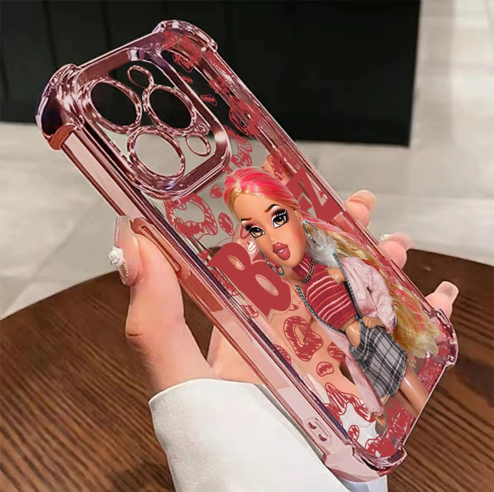 B-Bratz-S Leopard Plating Phone Case For Samsung S26 S25 S24 S23 S22 S21 S20 FE Note20 Edge Plus Ultra 4G 5G Anti Fall Airbag