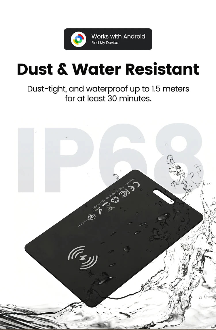 Ultra Thin Global GPS Android Tracker Card Wireless Charging Waterproof Smart Wallet Tracker Card with Google Find My Device App