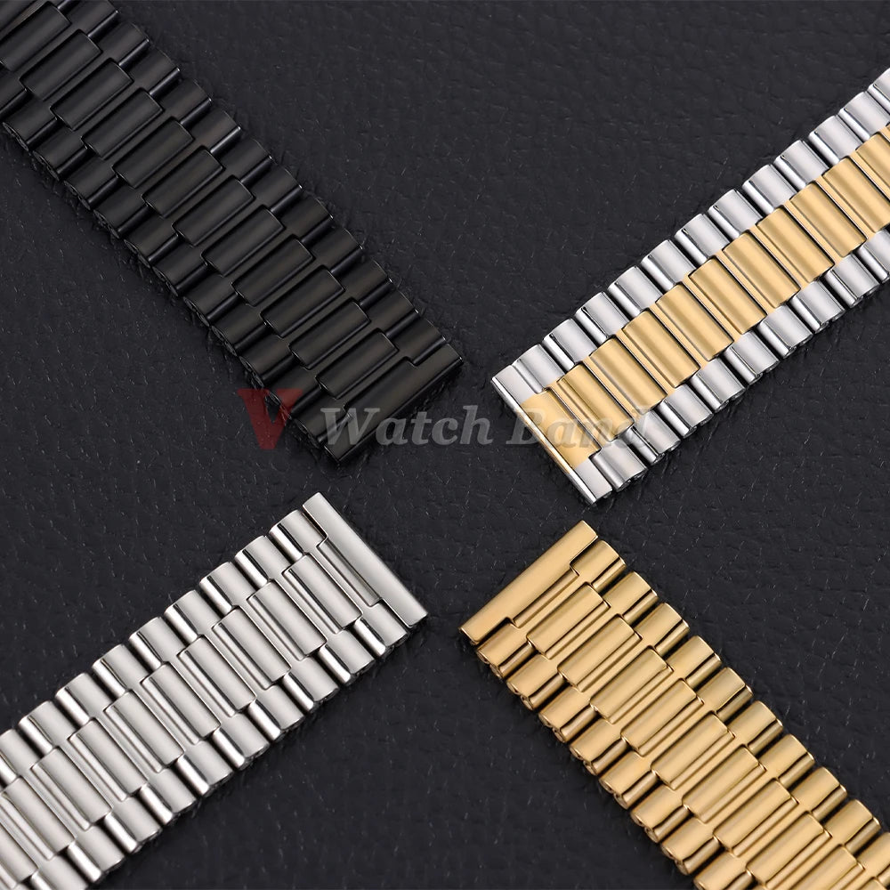 Universal Metal Watchstrap 18mm 20mm 22mm Business Wrist Strap for Smartwatch Stainless Steel Band Men Women Watch Accessoriess