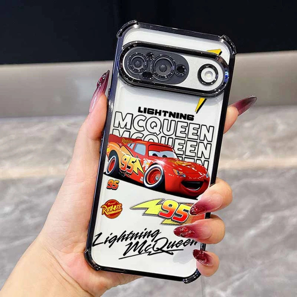 Cars Lightning McQueen Phone Case For Google Pixel 10A 9A 9 8A 8 7A 7 Pro XL Plating Drop-proof Transparent Soft Cover