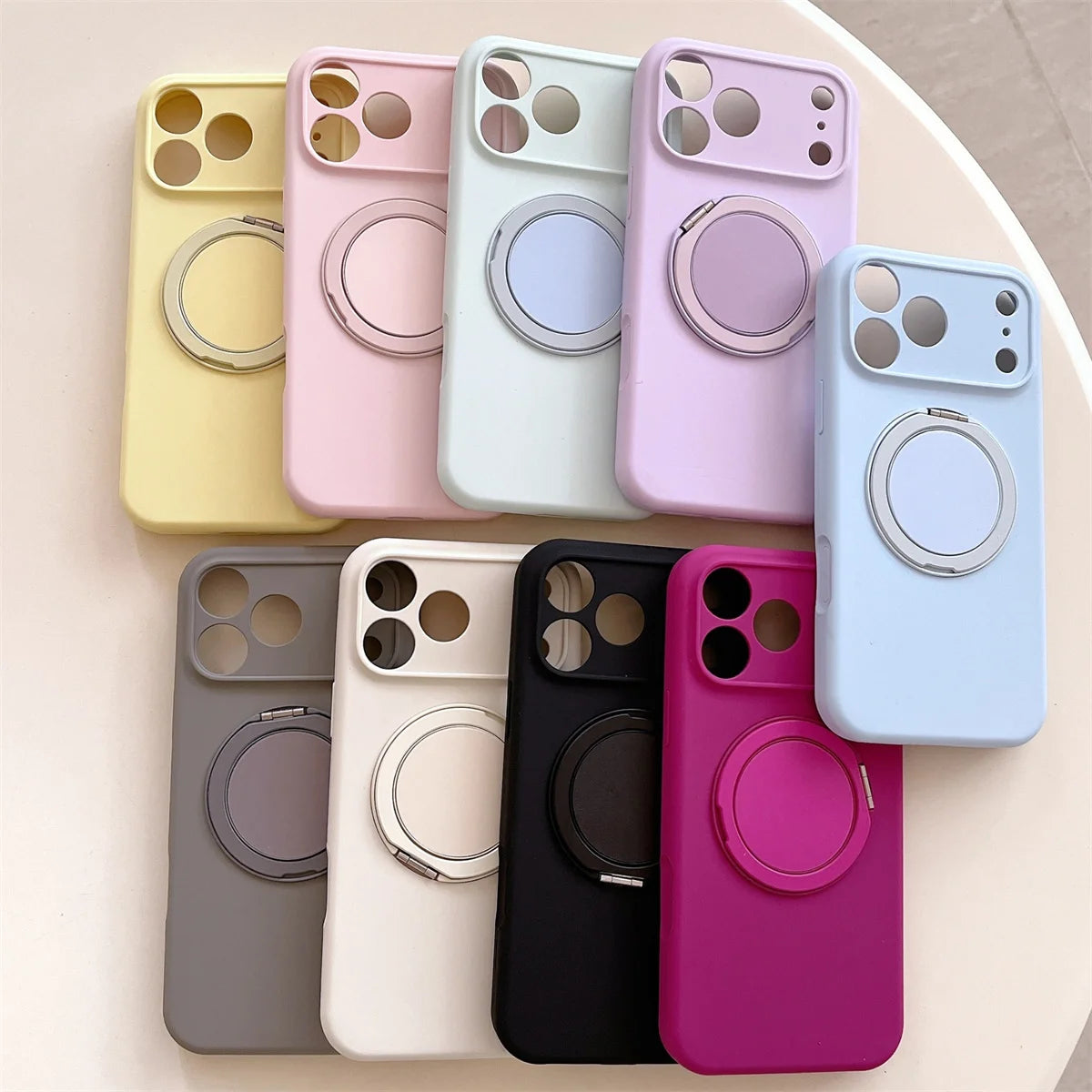 360 Rotate Bracket for Magsafe Magnetic Phone Case for IPhone 17 Air 16 15 14  Pro Max Stand Silicone Soft Protective Cover