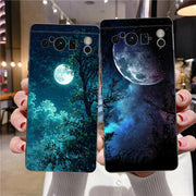 Moon On The Branch Phone Case For Google Pixel 9 8 9A 8A 7 7A 6 Pro XL 6A 5G Black Soft Back Luxury TPU Cover