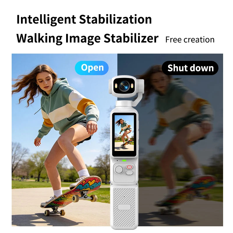 Pocket Handheld Vlog Camera 180°Rotatable Lens Anti-shake Stabilizer HD Portable Action Cam Built-in Fill Light Outdoor Travel