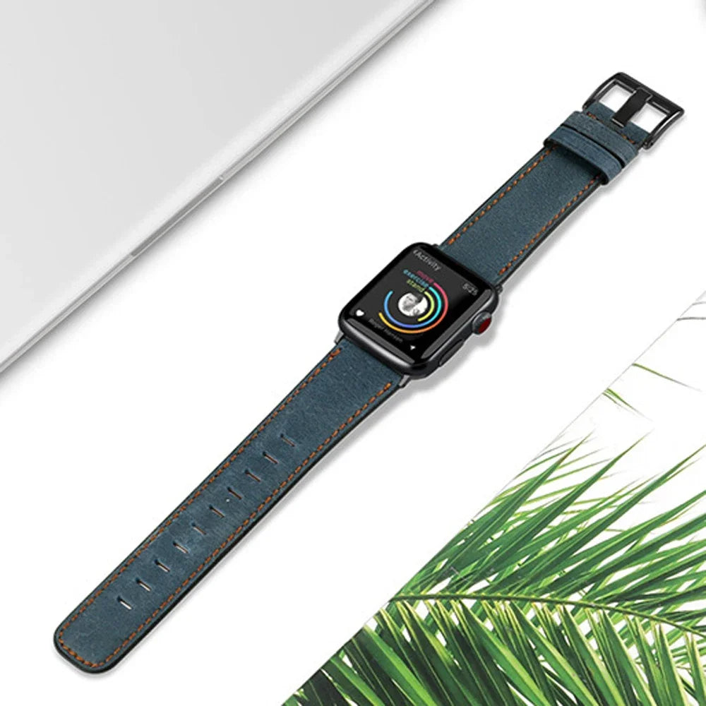 Leather Strap for Apple watch band 45mm /41mm 40mm 44mm 42mm 38 belt Retro bracelet iWatch series 5 4 3 SE 6 7 8 9 ultra 2 49mm