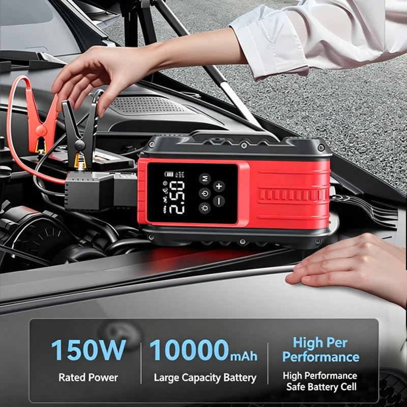 Car Jump Starter 1800A/600A 12V Car Tire Inflator Portable Charger Petrol Diesel Auto Starting Device Booster Emergency Starter