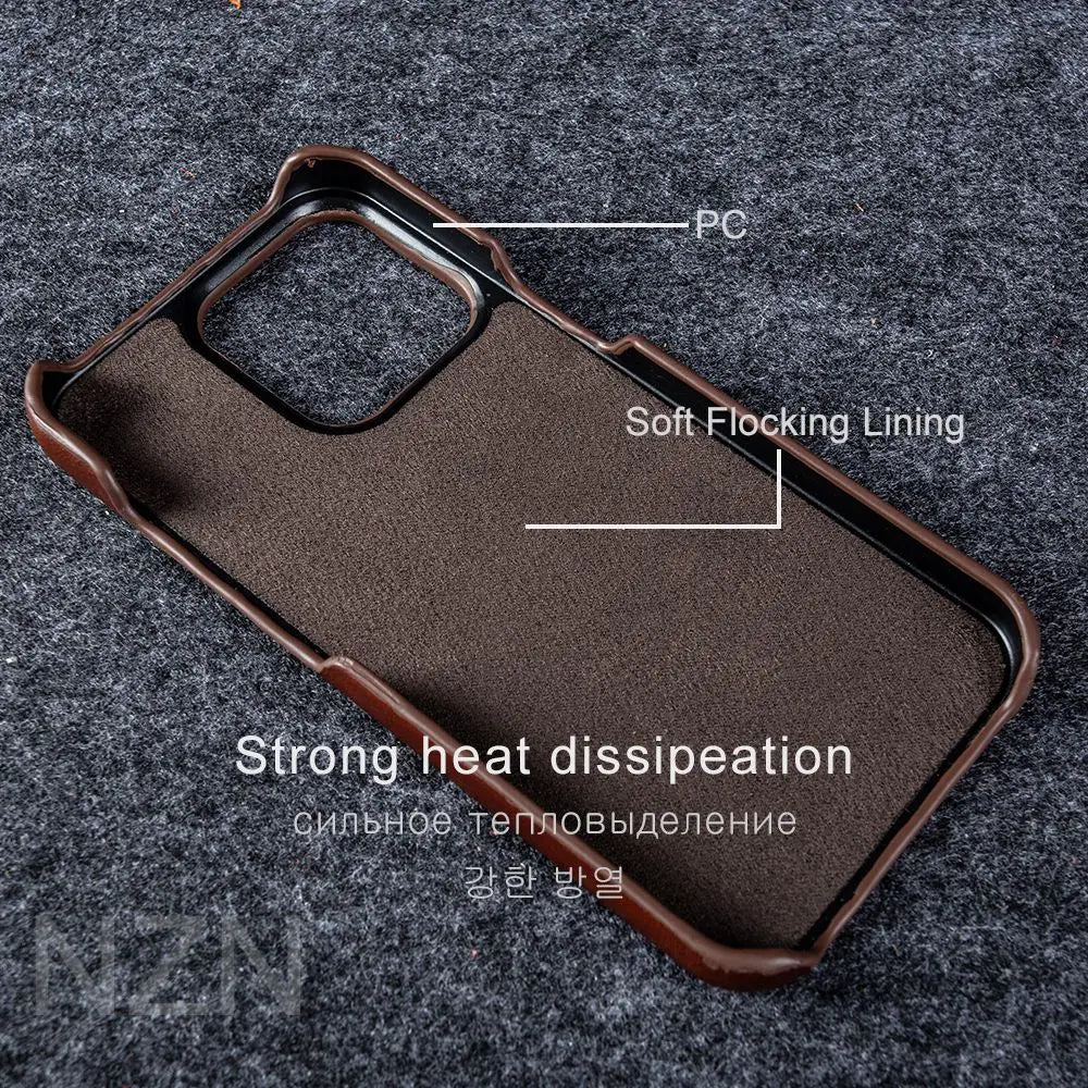 For Case iphone 16 Pro Max Cases Oil Wax Luxury Genuine Leather Cover For Iphone 17 16 15 14 13 XS Max X 8 Plus Phone Shell Capa