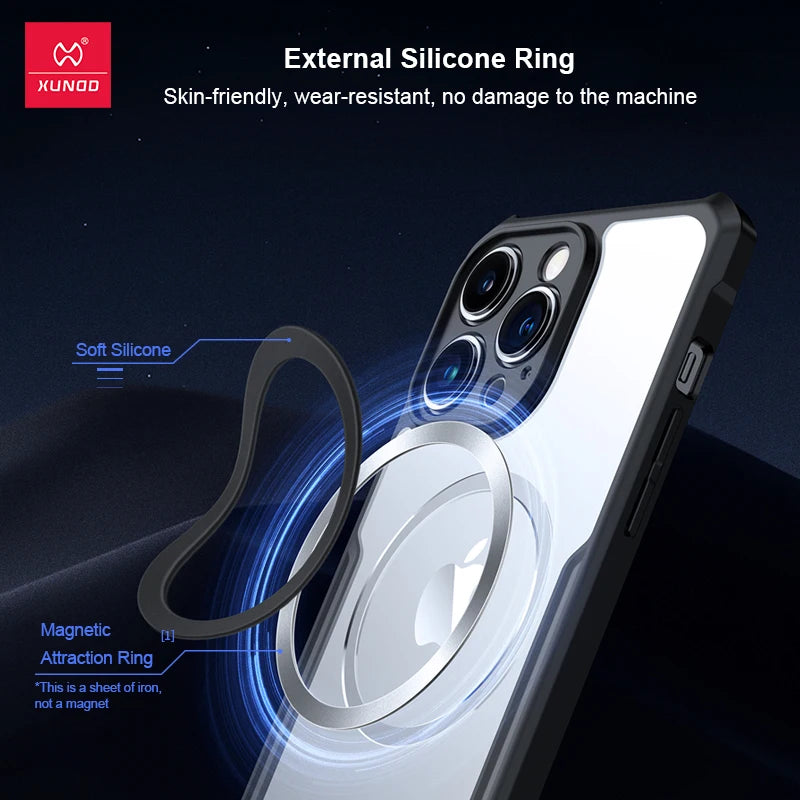 Xundd Case For iPhone 15 14 16 17 Pro Max 17 Air Phone 13 Pro 12 Magnetic Case,Airbag Shockproof Shell,Camera Protect Cover