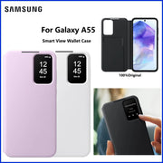 Original SOriginal S-View Flip Cove for Samsung Galaxy A55 5G Smart Clear View Mirror Flip Protective Case EF-ZA556