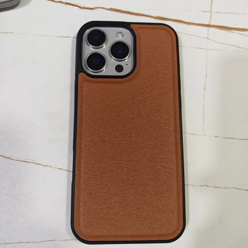 Simple Solid Color Leather Phone Cover For iPhone 17 16 15 Pro Max Business Office Style Case