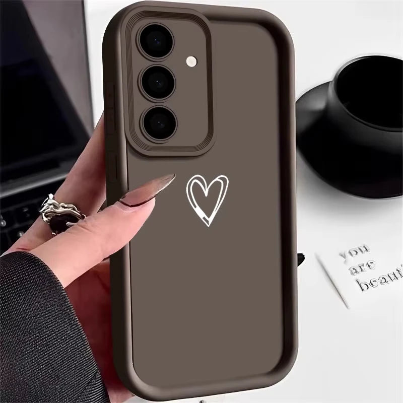 Simple Love TPU Case For Samsung S26 S25 S24 S23 S22 S21 Ultra Plus FE S25 edge A54 Shockproof Solid Color Silicone Phone Cover