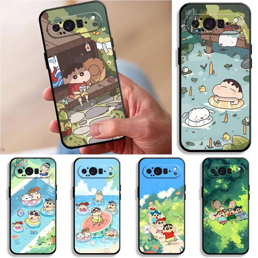 Cute Crayons Shinchan Funda Phone Cover Case for Google Pixel 10A 8a 6a 9a 6 7 8 Pro 10 9 Pro XL 7a