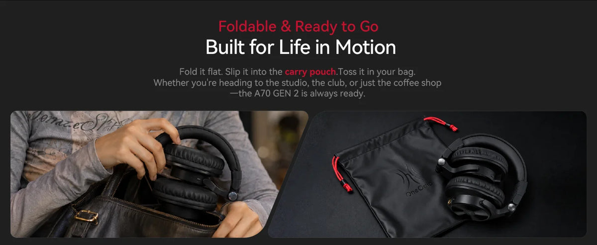 Oneodio A70 Gen 2 Wireless Bluetooth 6.0 Headphones With Hi-Res LDAC Audio 72Hrs Over Ear Studio Wired DJ Headset APP Support