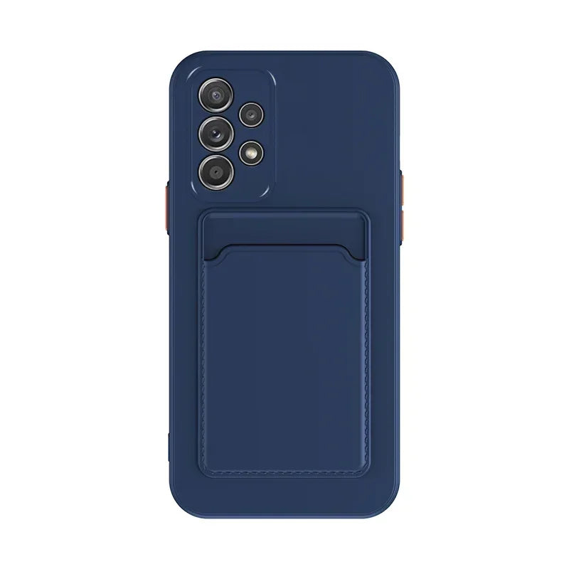 Soft Silicone Card Holder Case For Samsung Galaxy S24 S23 S22 S21 S20 Plus FE Note 20 Ultra A51 A71 A54 Slot Wallet Back Cover