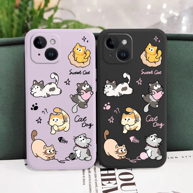 Cat String Ball Phone Case For iPhone 17 17 Air 16 16e 15 14 13 12 11 X XR XS Plus Pro Max Mini Silicone Cover