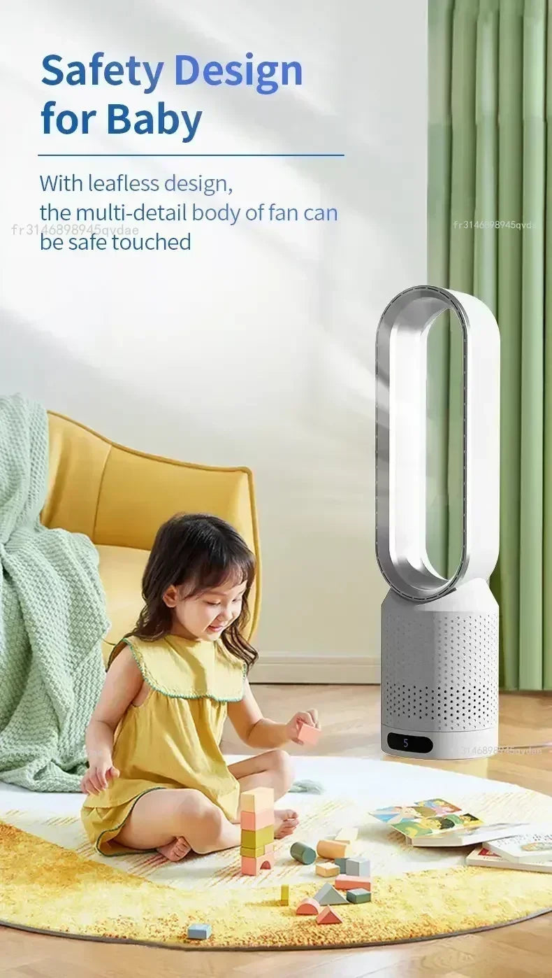 2026 Space Saving Bladeless Tower Fan Energy Saving Air Purifier Circulator Ultra Quiet Fan for Home Dorm Office