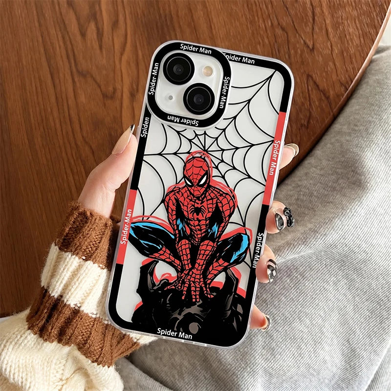 Spider Man Cover For Apple iPhone 17 AIR 16E 15 14 13 12 Mini Pro Max Plus Transparent Soft Phone Case