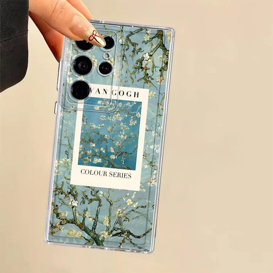 Van Gogh Sunflowers Clear Cover Phone Case for Samsung Galaxy Note 20 Ultra 10 S22 FE S25 Edge S23 Ultra S20 Plus S21 S24