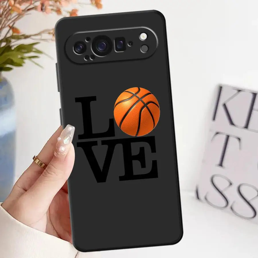 Sport Love Basketball Texture Black Soft Shell Case for Google Pixel 9a 10 9 Pro XL 6a 8a 7a 6 7 8 Pro