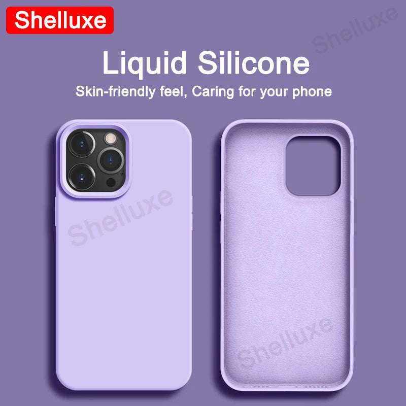 Luxury Liquid Silicone Case Shelluxe For iPhone 17 16 15 14 Pro Max For APPLE iPhone17 Air iPhone16 iPhone15 Plus Phone Cases