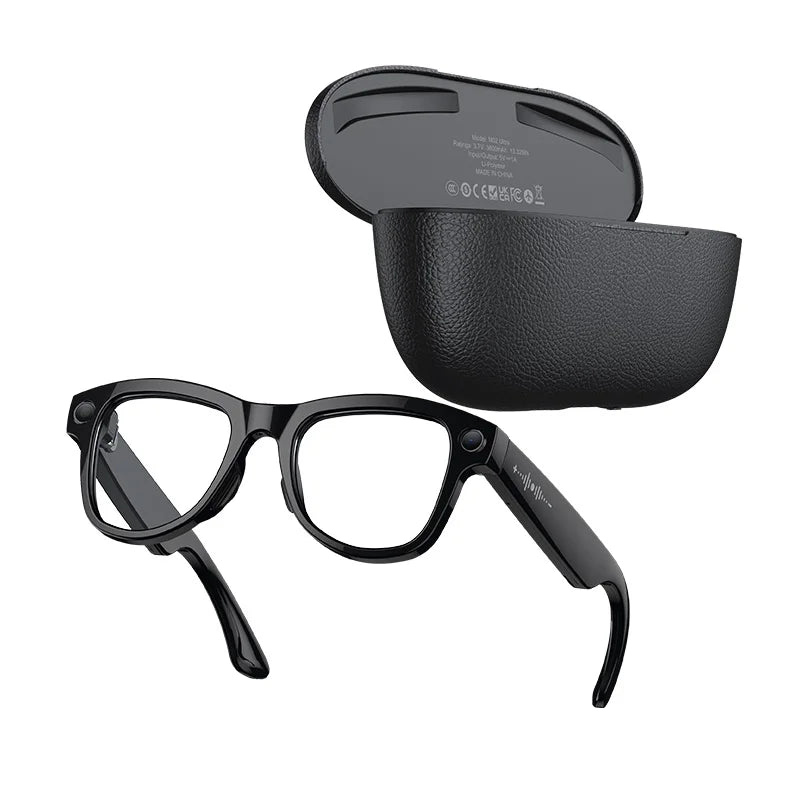 MOGCO Smart AI Glasses, 8MP Camera, Real-time Translation, 3600mAh Charging Case, 43.6g Ultra Lightweight Portable Eyeglasses