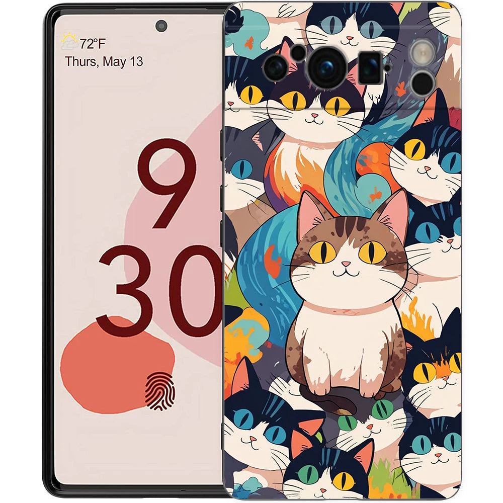 For Google Pixel 10 Pro Phone Case Pixel 9 Pro XL TPU Case Pixel 8 Pro 9A 8A 7A 7 6A 6 Pro Soft Cover Cute Cartoon Cat