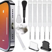 10/1Pcs Cell Phone Charging Port Dust Plug with Cleaning Brush for iPhone 15 Pro Max Plus Samsung Xiaomi iOS Type C Cleaner Set
