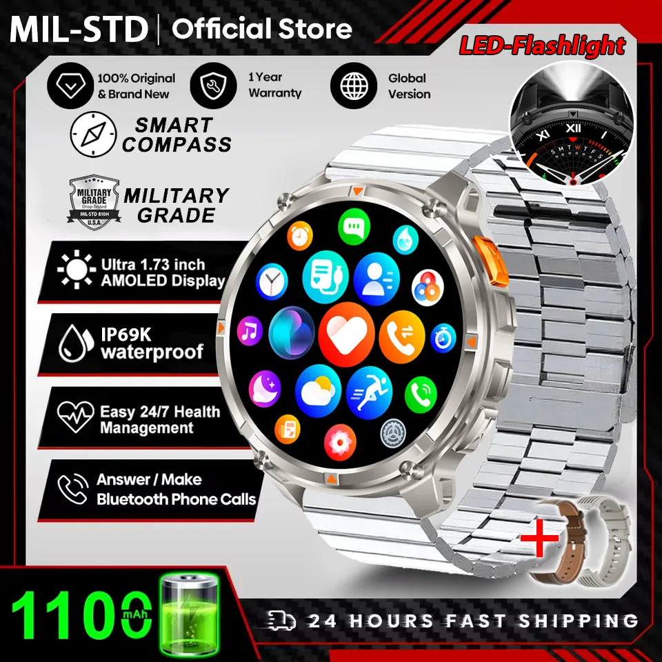 2026 New T-Rex3 Pro GPS Sports 1100mAh Smartwatch Men 120-Day Standby Clock Rugged Outdoor Sport 10ATM Waterproof Call Watches