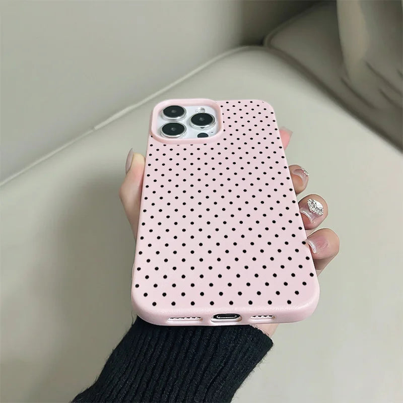 Black Dot Pattern Pink Phone Case for Samsung S26 S25 S24 S23 S22 S21 S20 Note20 Ultra Plus A73 A55 5G Silicone Cover
