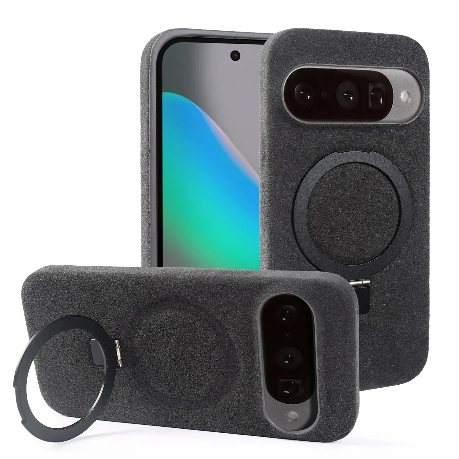Foldable Bracket Stand Phone Case For Google Pixel 10 Pro 9 8  7 For ALCANTARA Artificial Leather Supercar Suede Kickstand Cases