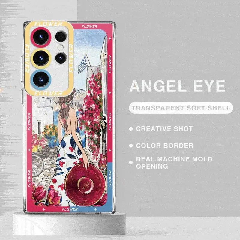 Butterfly Girl Flower Case for Samsung Galaxy S24 Ultra S20 FE S21 S22 Plus S23 Ultra 5G S23 FE Note 20 Ultra Transparent Soft