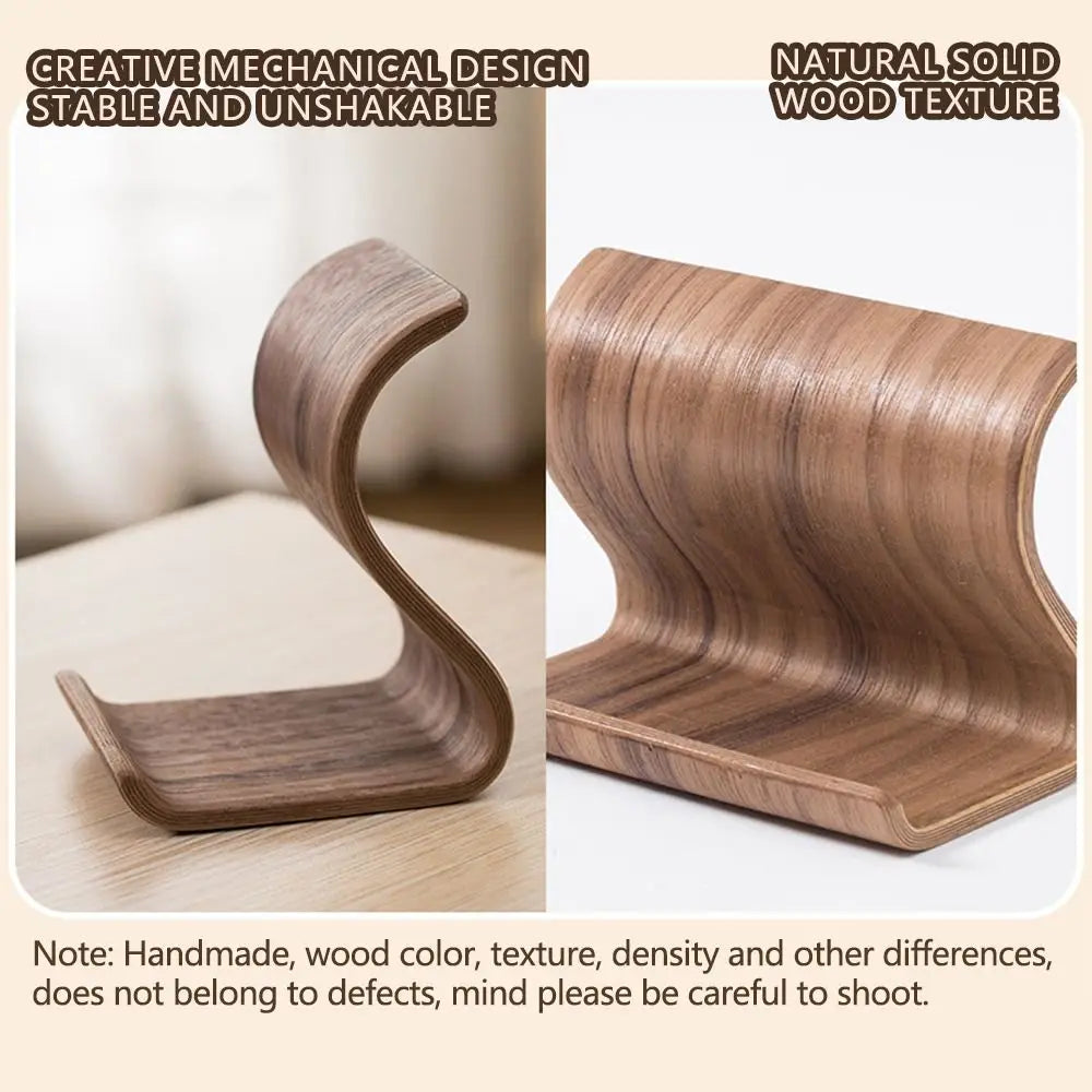 Creative Wood Mobile Phone Holder Portable Elegant Tablet Holder Crafts Durable Wooden Phone Bracket Tabletop Decoration