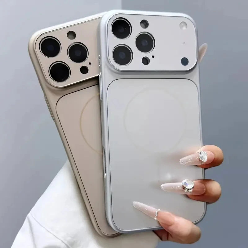 Original Nano Frosted Glass For Magsafe Wireless Charging Phone Case For iPhone 17 16 15 14 13 12 11 Pro Max Air Magnetic Cover
