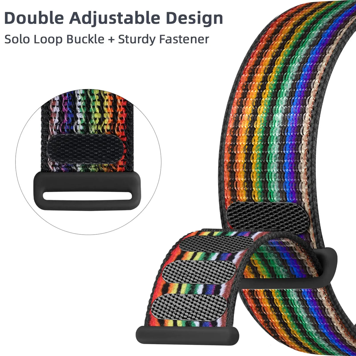 2 Packs Rainbow Sport Nylon Watch Band Compatible with Apple Watch 38mm 40mm 41mm 42mm 44mm 45mm 46mm 49mm for Pride Day