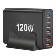 120W GAN Multi USB Charging Station 6-Port Hub Type-C Charger PD Fast Charging Smart Charger for iPhone Samsung Xiaomi