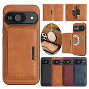 2 In 1 Magnetic Leather Case For Google Pixel 10 9 8 9a 8a Pro Xl 10pro 9pro 8pro Cards Slots Holder Kickstand Bag Phone Cover
