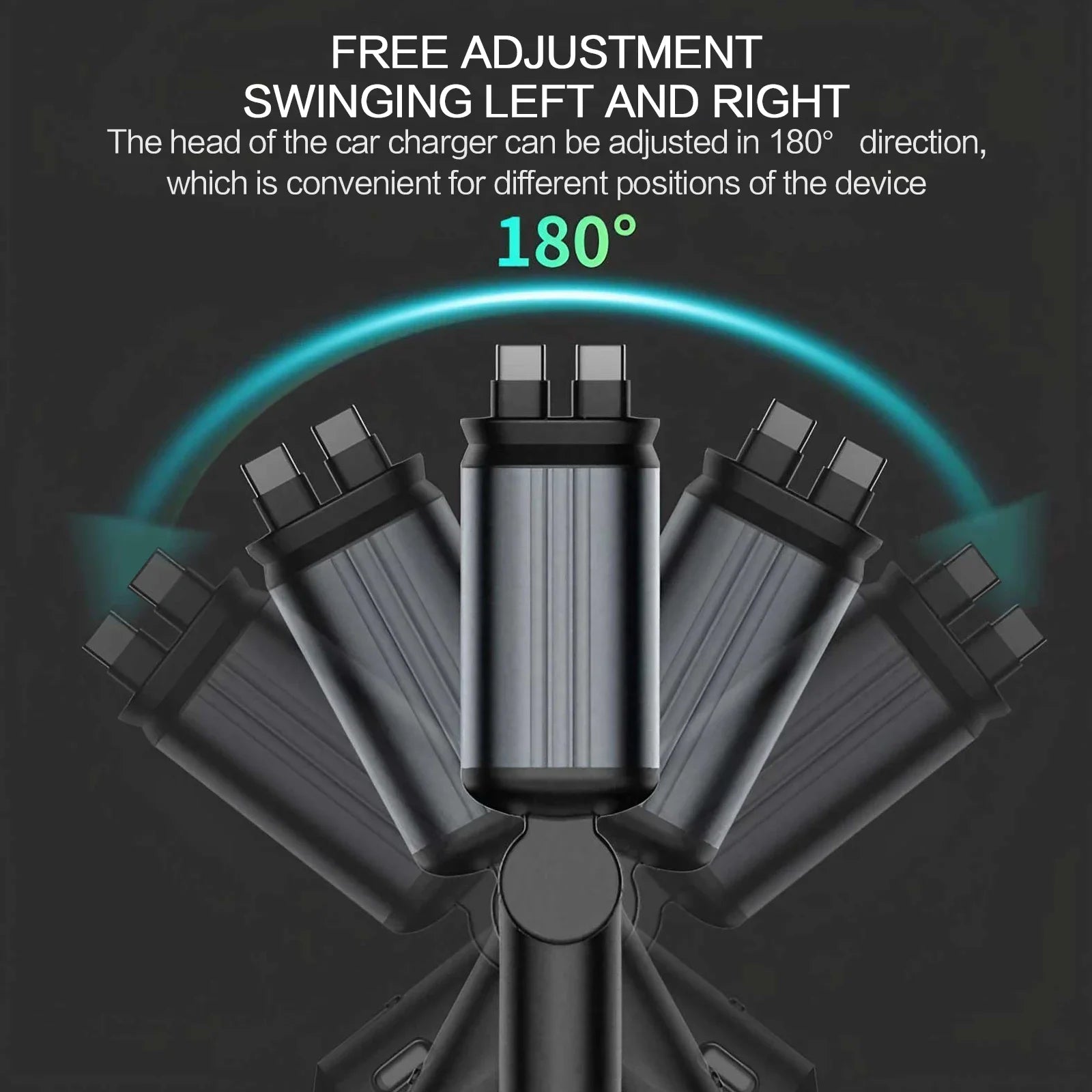 4 in 1 Retractable Car Charger Fast Charging Car Charger  with USB Type-C Cable & 2 Type C Charging Ports, Universal Car Charger