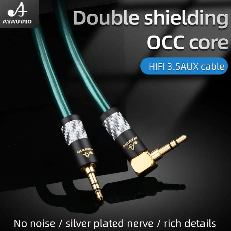 ATAUDIO HiFi 3.5mm AUX Cable 7N OCC Silver Plated 3.5mm Aux Cable for  Phone Huawei Xiaomi Car PA