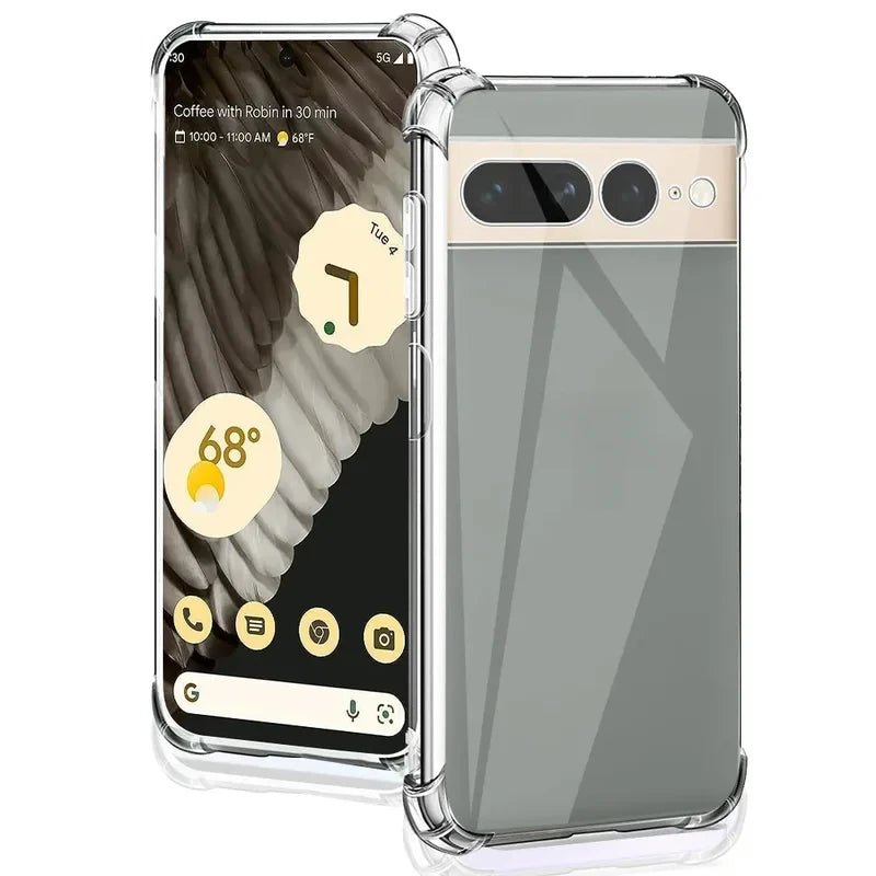 For Google Pixel 6A 7 7Pro Pro 8Pro 9 XL 9A 10 10ProXL 10Pro XL Case Protector Soft Silicone Phone Cover Clear Shockproof Airbag