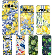 Summer Fruits Lemon Print Phone Case For Google Pixel 10A 10 9 8 7 6 Pro XL 9A 8A 6A 7A 5G Soft Shockproof TPU Black Cover