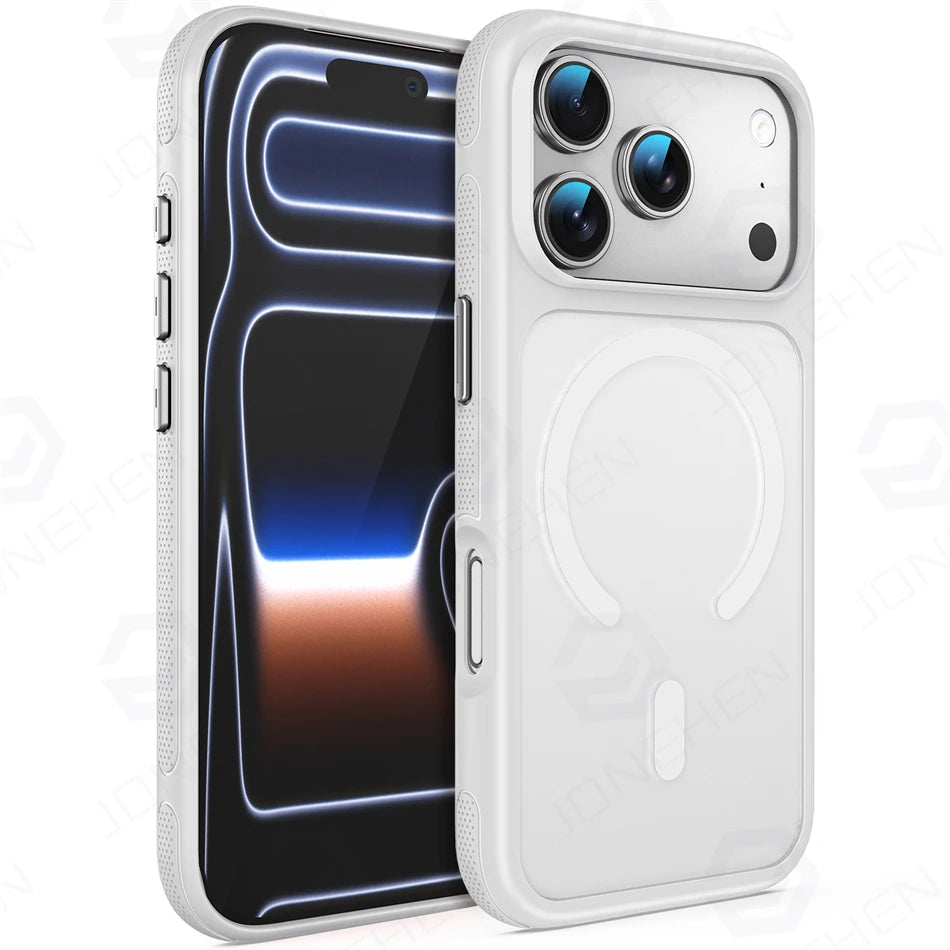 Metal Buttons Siliconen Bumper for Magsafe Transparent Case for iPhone IPhone 17 Air 16 15 14 Plus 13 12 Pro Max Magnetic Cover