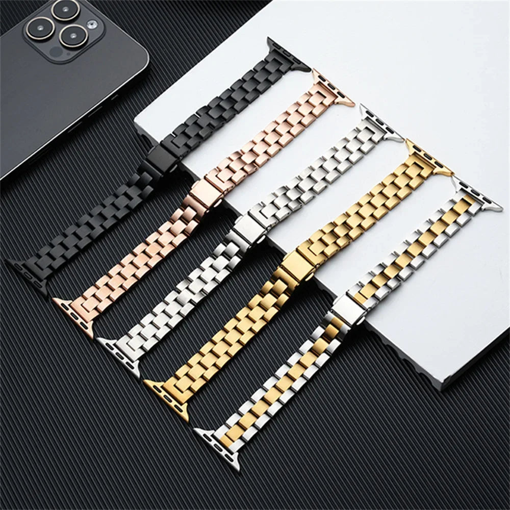 Strap for apple watch bands 46mm 44mm 45mm 40mm 42-41mm Slim Stainless steel link ultra3 49mm iwatch series 11 10 9 8 7 6 SE 5 4