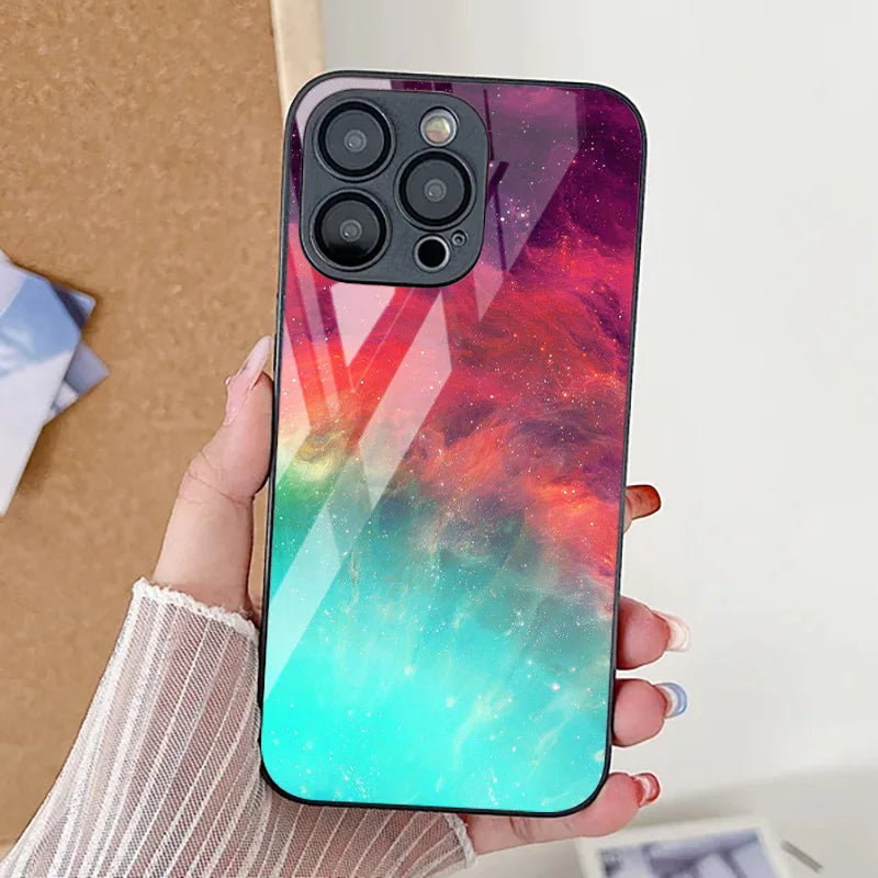 Tempered Glass Marble Stone Case For iPhone 11 Funda iPhone 16 17 16E 13 14 15 Pro Max 12 7 8 Plus SE 16promax 13promax Cover