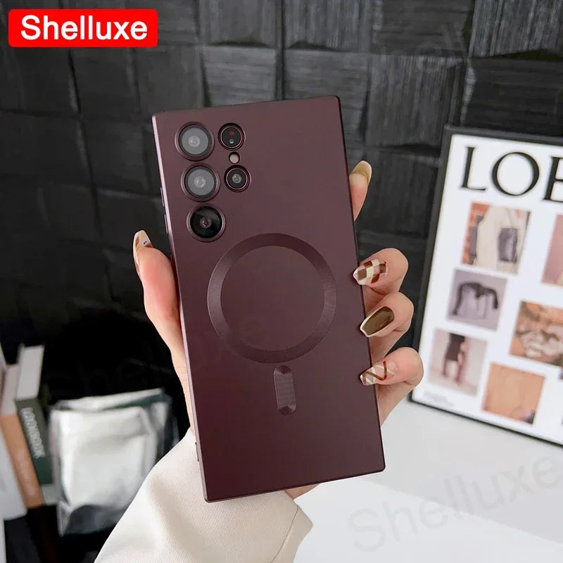 Luxury For Magsafe Magnetic Soft TPU Case Shelluxe For Samsung Galaxy S26 S25 EDGE S24 S23 S22 Ultra S21 Plus S20 FE Phone Cover